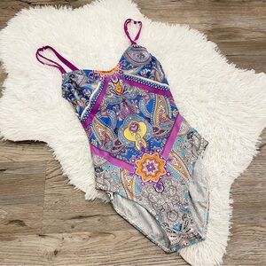 Diva by Rachel Pappo Swimsuit 8 Mandala Print Paisley One Piece